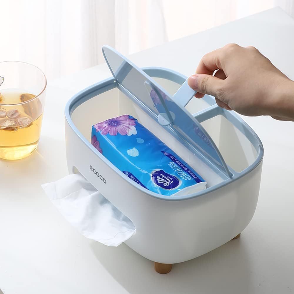 Ecoco Tissue Box Holder with Storage Compartment & Lid