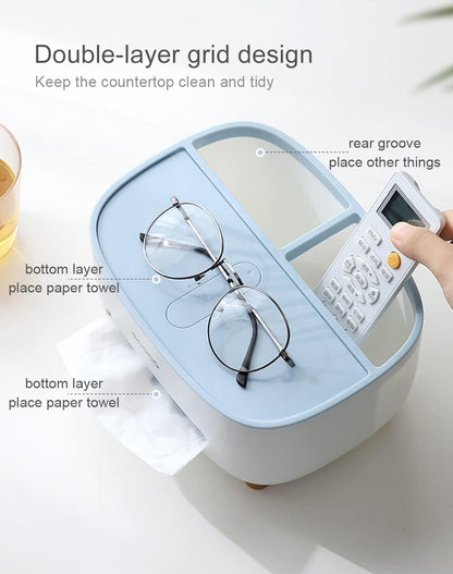 Ecoco Tissue Box Holder with Storage Compartment & Lid