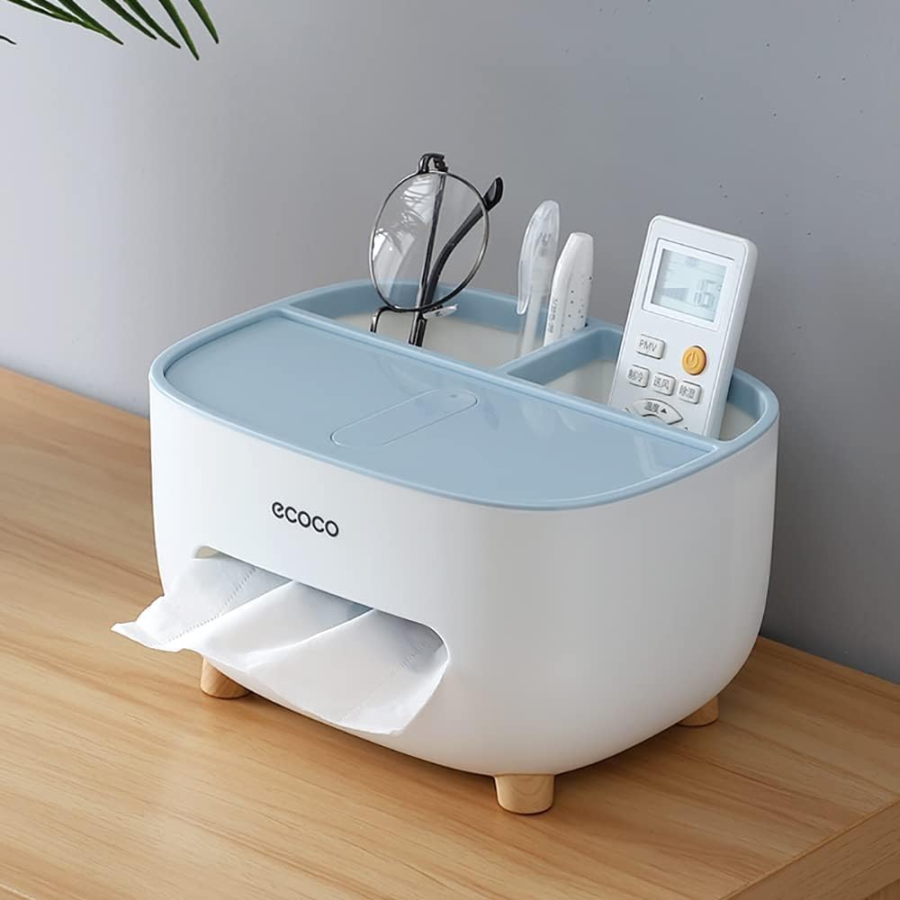 Ecoco Tissue Box Holder with Storage Compartment & Lid