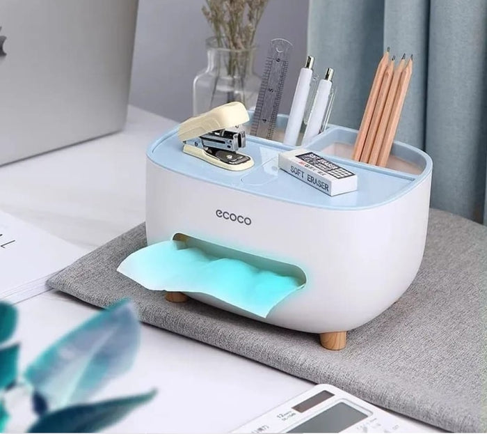 Ecoco Tissue Box Holder with Storage Compartment & Lid