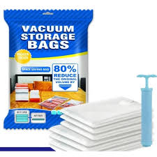 Vacuum Storage Bags 5 Bag And 1 Suction Pump for Travel Space Saver