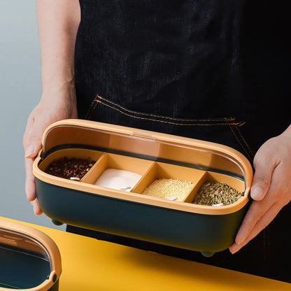 4 Compartment Acrylic Spice Container Set Household Storage Box