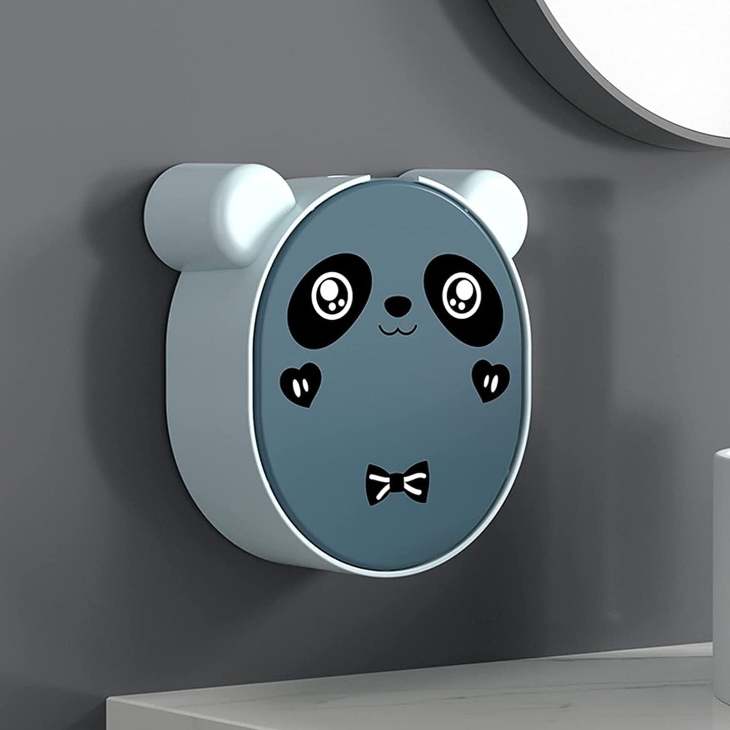 Cute Panda Soap Dish Holder With Drain Wall Mounted Soap Box