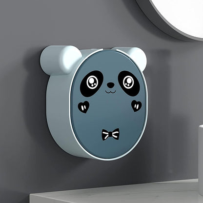 Cute Panda Soap Dish Holder With Drain Wall Mounted Soap Box
