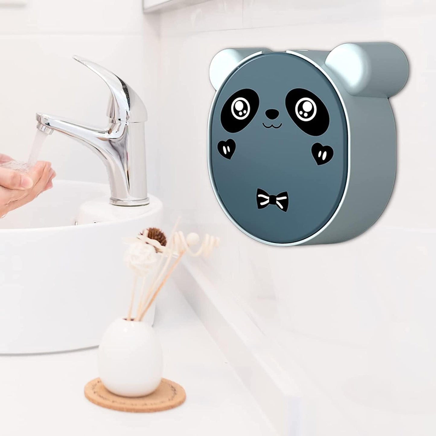 Cute Panda Soap Dish Holder With Drain Wall Mounted Soap Box