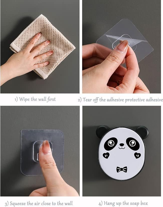 Cute Panda Soap Dish Holder With Drain Wall Mounted Soap Box