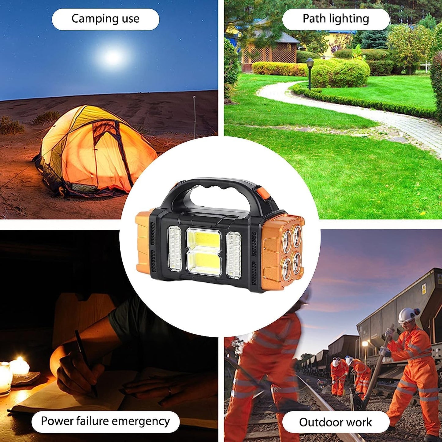 2in1 Rechargeable Solar Charging LED Double Sided Handy Heavy Bulb Light