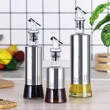 Steel Case Nozzle Glass Oil Bottle 300ml