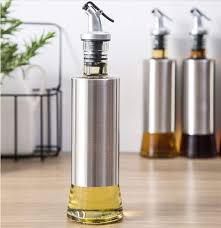 Steel Case Nozzle Glass Oil Bottle 300ml