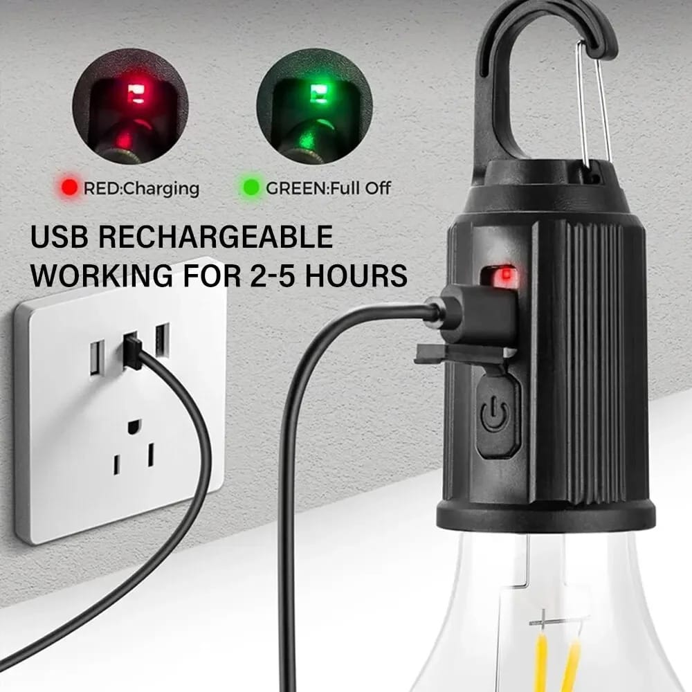 Rechargeable Camping Light Bulbs,Portable LED Camping Lanterns,Hanging Tent Lamp with 3 Lighting Modes and Hook for Emergency, Hiking, Fishing, Backpacking,Power Outages