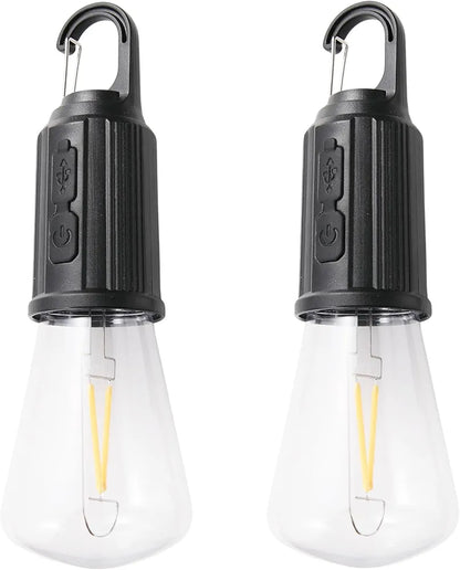 Rechargeable Camping Light Bulbs,Portable LED Camping Lanterns,Hanging Tent Lamp with 3 Lighting Modes and Hook for Emergency, Hiking, Fishing, Backpacking,Power Outages