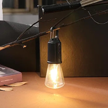 Rechargeable Camping Light Bulbs,Portable LED Camping Lanterns,Hanging Tent Lamp with 3 Lighting Modes and Hook for Emergency, Hiking, Fishing, Backpacking,Power Outages