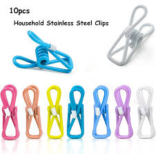 Pack of 10 Multicolor Stainless Steel Clothes Drying Clips