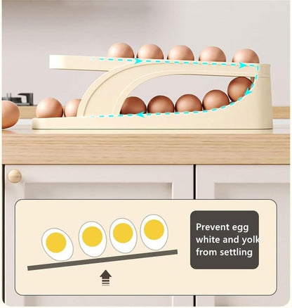 2 Tier Egg Organizer Automatic Scrolling Egg Rack Double Layer Egg Storage Tray