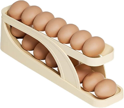 2 Tier Egg Organizer Automatic Scrolling Egg Rack Double Layer Egg Storage Tray
