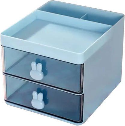 Rabbit Desk Organizer Makeup and Stationery Storage Box with Drawers BPA Free