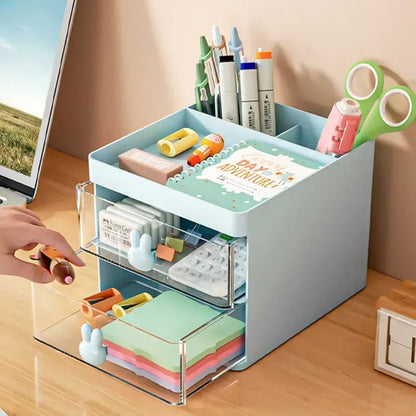 Rabbit Desk Organizer Makeup and Stationery Storage Box with Drawers BPA Free
