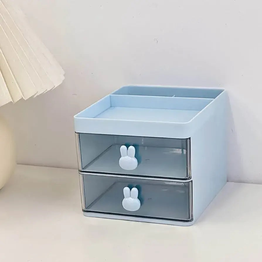 Rabbit Desk Organizer Makeup and Stationery Storage Box with Drawers BPA Free