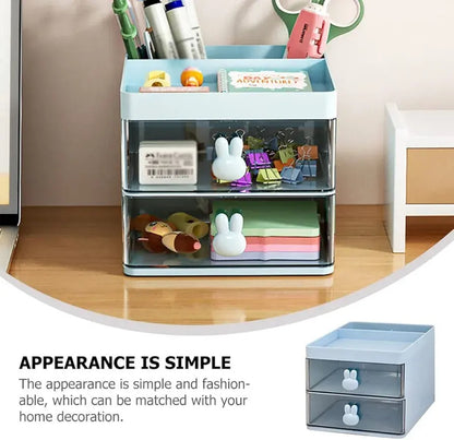 Rabbit Desk Organizer Makeup and Stationery Storage Box with Drawers BPA Free