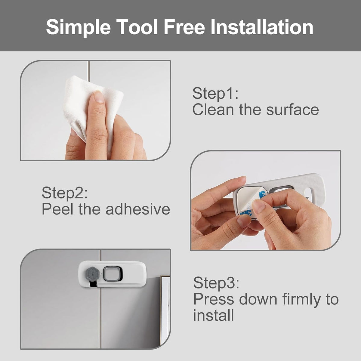 New Fridge Lock, Easy to Install Fridge Locks for Children No Tools Need or Drill