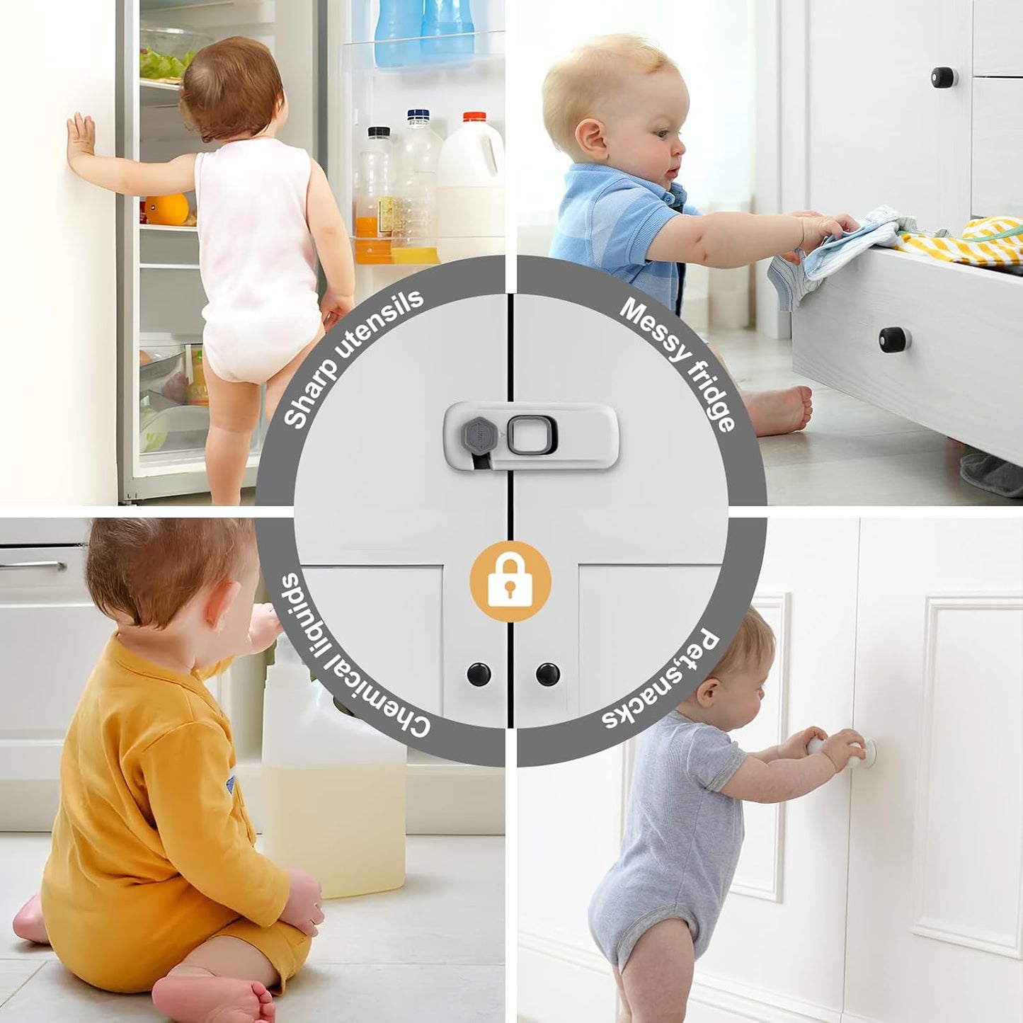 New Fridge Lock, Easy to Install Fridge Locks for Children No Tools Need or Drill