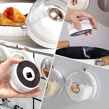 Magnetic Spice Container with Dispensing Button Wall Mount Salt & Seasoning Storage