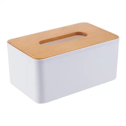 wooden style Tissue Box Plastic Detachable Rectangle Minimally Designed Paper Box for Household Dining Table Living Room Bathroom