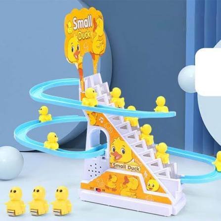 Small Ducks Climbing Toys, Electric Ducks Chasing Race Track Game Set, Playful Roller Coaster Toys with 3 Duck