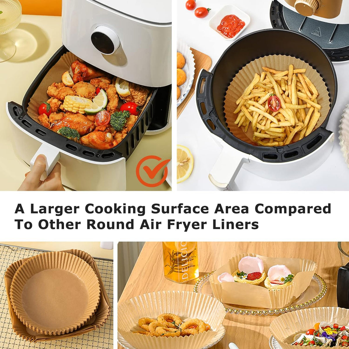 New Air Fryer Paper Liners Disposable 50Pcs Parchment Paper Square Water proof Oil proof Non stick