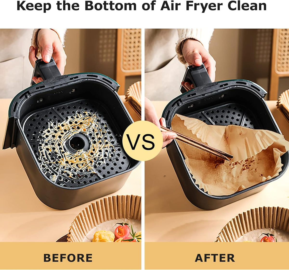 New Air Fryer Paper Liners Disposable 50Pcs Parchment Paper Square Water proof Oil proof Non stick