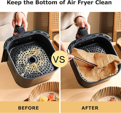 New Air Fryer Paper Liners Disposable 50Pcs Parchment Paper Square Water proof Oil proof Non stick