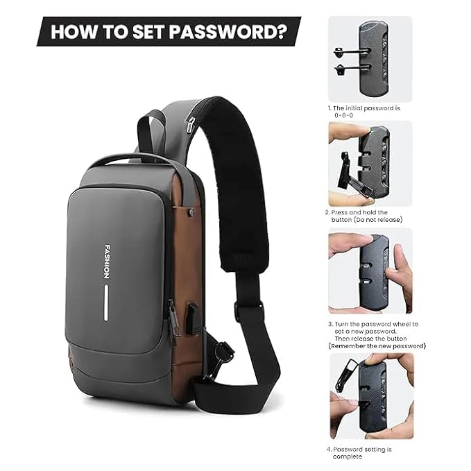 Chest Bag Multifunction Crossbody Sport Running Travel Sling Pack Anti theft USB Charge Shoulder Messenger Pack Luxury Brand Men