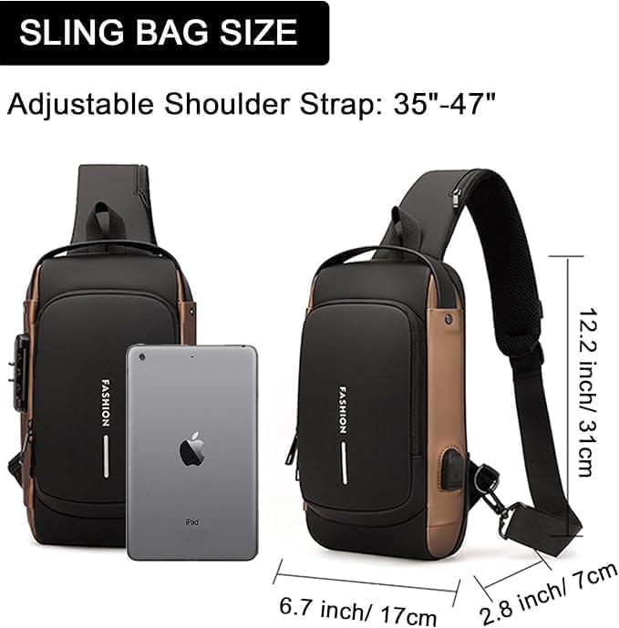 Chest Bag Multifunction Crossbody Sport Running Travel Sling Pack Anti theft USB Charge Shoulder Messenger Pack Luxury Brand Men