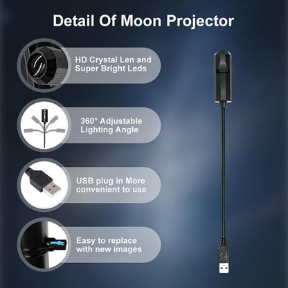 LED Planet Projector Lamp, Featuring Planets with Interchangeable Images, 360° Rotating