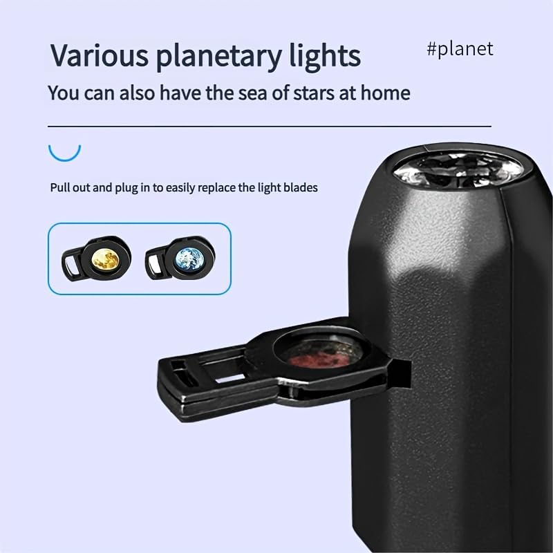 LED Planet Projector Lamp, Featuring Planets with Interchangeable Images, 360° Rotating