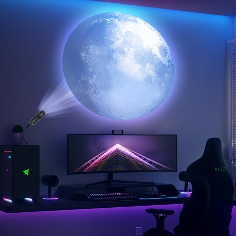 LED Planet Projector Lamp, Featuring Planets with Interchangeable Images, 360° Rotating