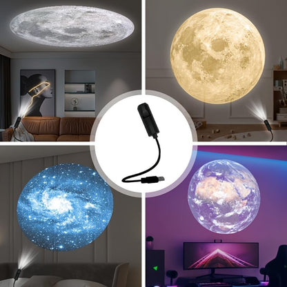 LED Planet Projector Lamp, Featuring Planets with Interchangeable Images, 360° Rotating
