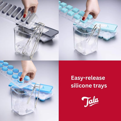 Ice Cube Tray with No-Spill Removable Lid, Quick and Easy Release Silicone Based Will Release Contents with Ease
