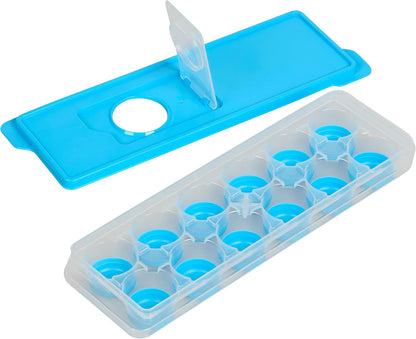 Ice Cube Tray with No-Spill Removable Lid, Quick and Easy Release Silicone Based Will Release Contents with Ease