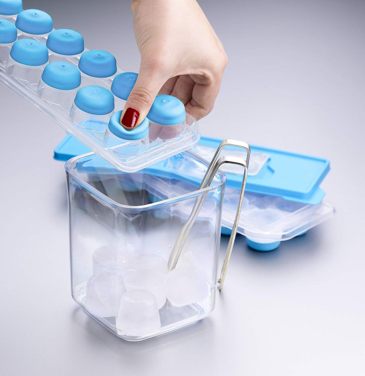 Ice Cube Tray with No-Spill Removable Lid, Quick and Easy Release Silicone Based Will Release Contents with Ease