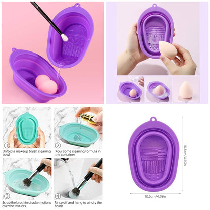 Silicone Brush Cleaner And Soap Holder Foldable Cleaning Basket