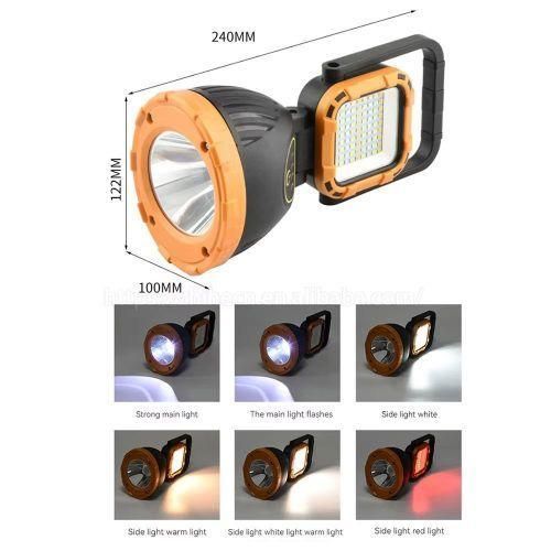 SOURCE LIGHT Long lasting Multifunctional 4 in 1 Solar Flashlight USB Rechargeable with powerbank 5000 Portable 180° Adjustable Working Camping Light warm and white light +emergency light