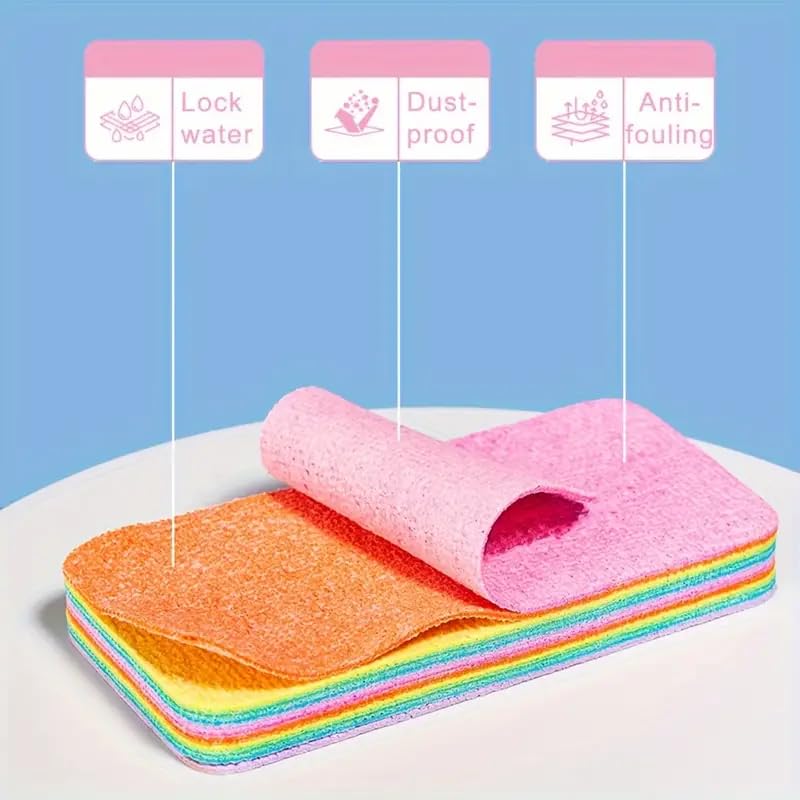 LEARJA Rainbow Multi-layer Rag Rainbow Cleaning Cloth Cloth That Can Be Torn Towel