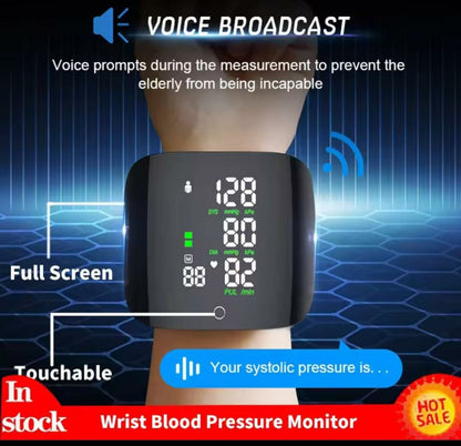 Voice Broadcast One Touch Rechargeable Wrist Blood Pressure Monitor