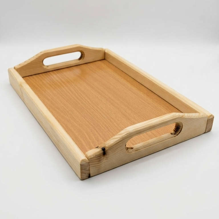 Wooden Serving Tray – Natural Wood Multipurpose Serving Tray – Premium Quality ~ Size : 10.5 × 7