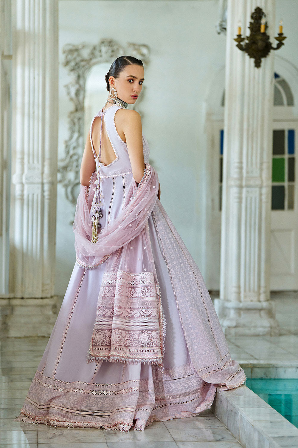 Design 1B | Multi-Panel Embroidered Lawn Unstitched Suit with Net Dupatta