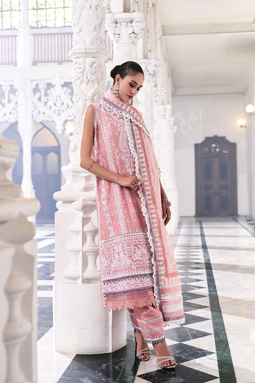 Design 11A | Printed Embroidered Lawn Unstitched Suit with Cotton Net Dupatta