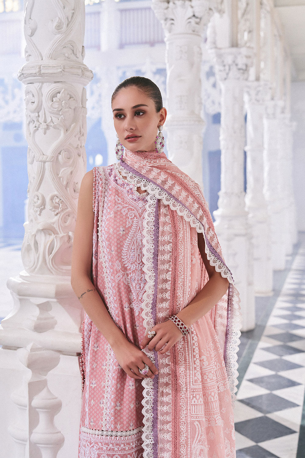 Design 11A | Printed Embroidered Lawn Unstitched Suit with Cotton Net Dupatta