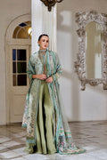 Design 12A | Printed Embroidered Lawn Unstitched Suit with Cotton Net Dupatta