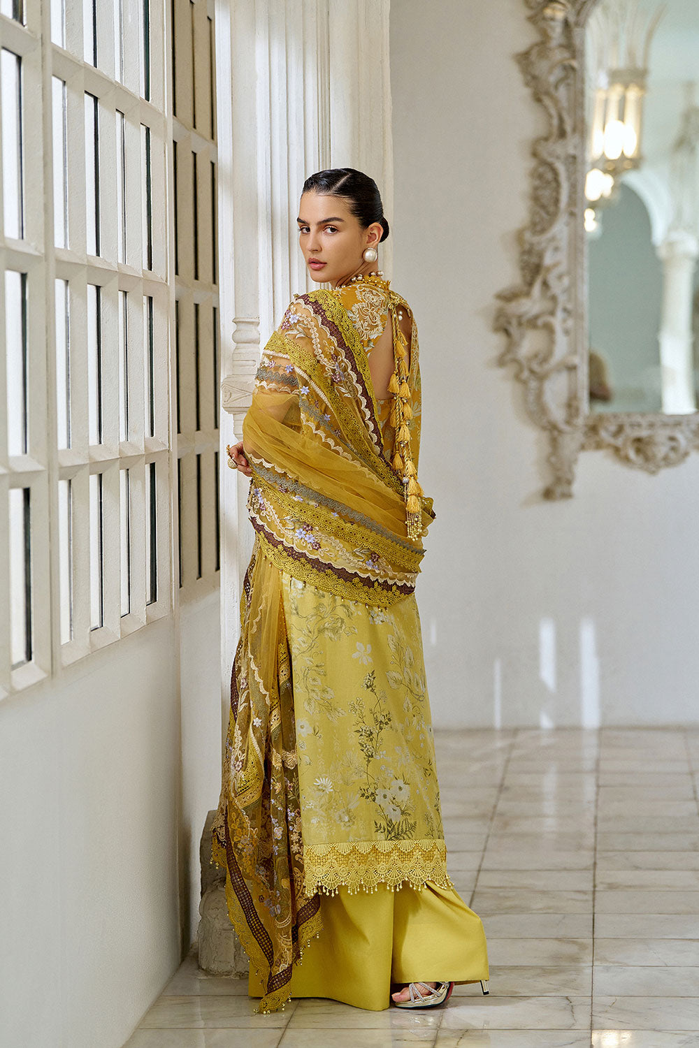 Design 12B | Printed Embroidered Lawn Unstitched Suit with Cotton Net Dupatta